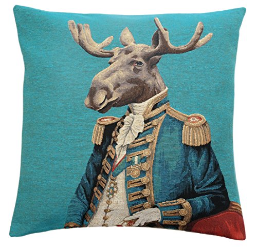 edle Kissenhülle, Zierkissenhülle 46 X 46 cm, Leonard The Moose, Gobelin Cushion