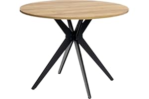 ‎MEUBLE COSY MEUBLE COSY Runder Esstisch Klein Tisch Küchentisch Esszimmertisch 4 Personen für Küche, Wohnzimmer, Büro, 100x100x75cm, Eiche + Schwarz