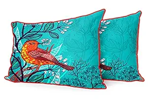 DreamVio Jute Fabric Printed Decorative Pillow/Throw/Cushion Covers for Living Room, Bed Room, Sofa,Chairs,Pillow Cases, Pillow Covers Set of 2, Size 12x18 Inches Style80