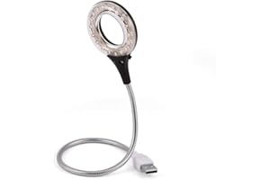 EBOXER ASHATA Mini-USB-LED-Lampe, 18-LED-USB-Buchklemme, Flexible Schwanenhals-Leselampe, tragbare USB-LED-Lampe für Laptop-Tastatur(Schwarz)