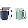 LEAWALL Coffee Mug with Lid Insulated Stainless Steel for Tea Milk Mug Inner Stylist Double Wall Cup for Home Office Restaurant Use Gift Pack of (1 Pc Navy Blue & 1 Pc Pista)