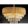 FLOSTON Modern Crystal 4-Tier Gold Chandeliers With Ceiling Light Fixture For Living Room Bedroom And Hallway 500Mm