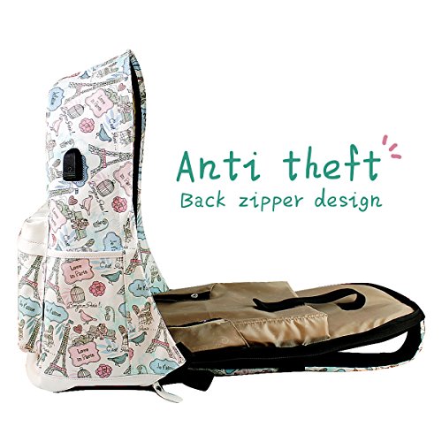 WinBridge Schulrucksack mit USB-Ladeanschluss Wasserdicht Anti-Diebstahl Girly für Mädchen College Buch Tasche 【BP001】 - 3