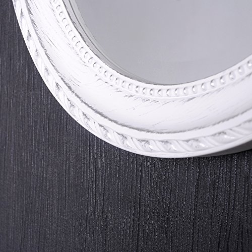 OVALER BAROCKSPIEGEL MIT HOLZRAHMEN WANDSPIEGEL 57x67cm Leila Weiß Silber Antik - 5