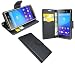 Produktbild ENERGMiX Elegante Buch-Tasche für Das Sony Xperia M5 (E5603) in Schwarz Wallet Book-Style