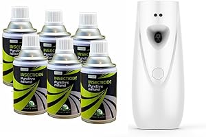 PRODIFA Insecticide Au Pyrèthre Naturel, Anti Mouches, Moucherons, Moustiques, Mites, Punaises de Lit, Aérosols 6x250ml avec Diffuseur