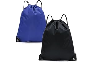 NHCDFA 2Pcs String Bag, Sport Gym Sack Drawstring Bag, Drawstring Gym Bag, Suitable for Sports, School, Gym, Travel, Swimming and Various Activities(Royal blue and black)