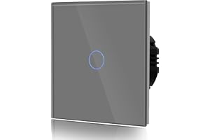 BSEED Touch-strömbrytare, glas, beröring, väggljusbrytare, standard 110 –240 V, härdad kristallplatta med LED-bakgrundsbelysn