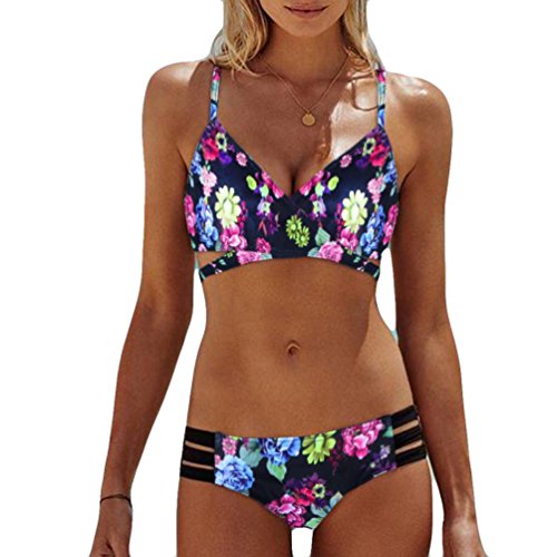 Bikinis Mujer,Dragon868 2018 Bohemia de las mujeres empujar hasta Bra playa usar bikinis para jovencitas (XL, Negro)