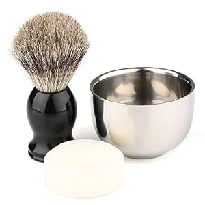 VERY100 4 in 1 Men's Shaving Set Brush + Steel Stand Holder + Safety Razor +Bowl Mug - Image 4