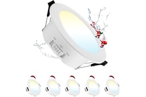 Grebeam Lot de 5 Spot LED Encastrable 7W, Spot LED Extérieur, 3000K/4000K/6000K Réglable, Ø78mm-88mm Trou, spot Salle de Bain IP44 pour Cuisine Salon