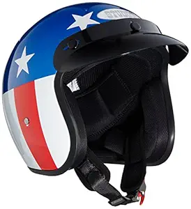 Studds JETSTAR Classic D1 Captain America Open Face Helmet (Blue, L)
