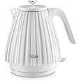 De'Longhi Ballerina Electric Kettle, 360° Swivel Base, Water Level Indicator, Cord Storage, KBD3001.W, 3000 W, UK PLUG, White