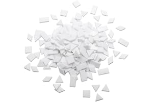 Multi-Color Options, Lanyani Glass Mosaic Tiles for Crafts,4 Shapes Mixed Colorful Glass Tiles Tiffany Stained Glass Pieces for Mosaic, 200 Pieces,Regular White