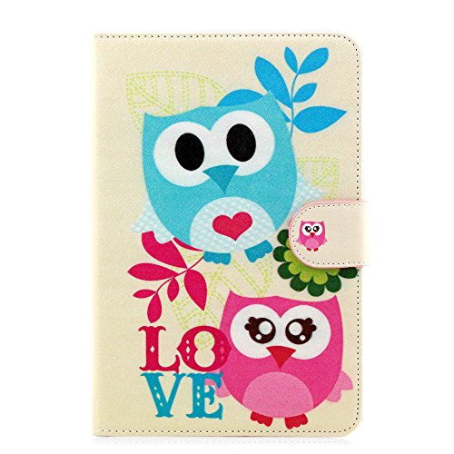 iPad Mini 3 Hülle, Deenor Two owls Pattern PU Leder Abdeckung Stand Flip Schutzhülle Hülle für Apple iPad Mini 1/2/3 Generation. (Two owls) - 2
