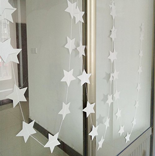 Hangnuo 4 m lange Girlande mit Sternen aus Papier für Hochzeiten, Geburtstage, Jahrestage, Partys, Weihnachten oder als Dekoration für Mädchen-Zimmer - 2