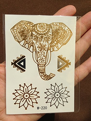 10 kleine Sheets METALLIC TATTOO EINMALTATTOO GOLD SILBER TATTOO Schmuck Tattoo Kleber für Körper - 4