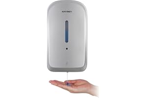 anydry Distributeur Automatique de Savon Liquide Professionnel de 1000 ML, à Montage Mural, sans Contact, pour Toilettes à Fort trafic, Bureaux, hôpitaux, modèle 1220S Argent