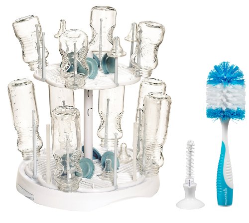 Munchkin High Capacity Drying Rack with Deluxe Bottle Brush - Blue