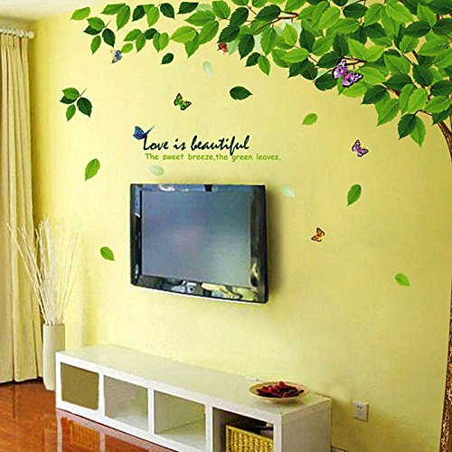 Merssavo 1Pcs Wandsticker Baum Kunst Vinyl Zitat DIY Blume Wandtattoo Aufkleber - 4
