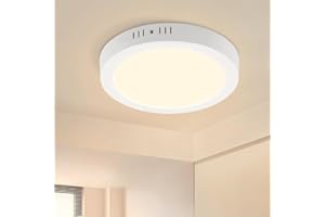 Glitzerlife LED Lampa Sufitowa Okrągła -18W Płaska Nowoczesna Biała Lampa Sufitowa LED Lampa Przedpokojowa Ciepła Biel 3000K IP44 Wodoodporna do Kuchni Biura Salonu Łazienki Żłobka Sypialni Ø22.5CM