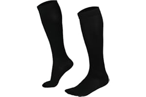 welsberg 1 paire de chaussettes de compression sportive taille EU 40-45, chaussettes de soutien unisex, chaussettes de compression noires de 15 à 25 mmHg pour vol, course à pied, tennis et voyage