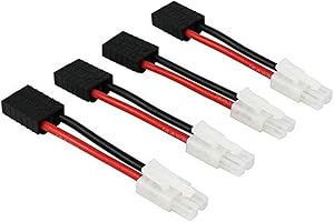 FLY RC 4pcs Male Tamiya to Female TRX Traxxas Connector Adapter Cable for RC Airplane Lipo NiCd NiMH Battery ESC Charger (Pack of 4)