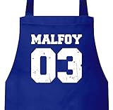  ShirtStreet Fanartikel Fan Kult Film Trikot Barbecue Grill Baumwoll Schürze Kochschürze Latzschürze Malfoy 03, Größe: onesize,Royal Blau