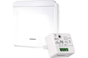 LUMITREX Interrupteur Sans Fil 230 V Avec Récepteur pour Lampe Commutateur Télécommandé RF 433 MHz Portée 50 m Kit Interrupteur Lumière Sans Câblage Installation Facile Panneau Wireless Switch