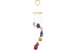 mookaitedecor Natural 7 Chakra Raw Crystal Wind Chime for Bedroom Porch Window Garden Indoor Outdoor Decor, Healing Crystal Art Hanging Ornament Reiki Wind Chime Gift Good Luck Colourful Room Decor