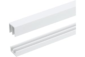 QUARKZMAN 1 styck vit plastskjutdörrskena, skjutfönsterskena för 1/8 tum tjocka paneler, för skjutdörrskenor till glasdörrar
