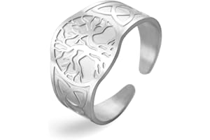 Dreamtimes Yggdrasil Albero della Vita Anello per uomo donna Anello vintage regolabile Anello in acciaio inossidabile vichingo nodo celtico