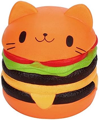 Stress Reliever Toys, TUDUZ Newest Funny Creative Kawaii Jumbo Cartoon Cat Hamburger Scented Slow Rising Exquisite Kid Soft Toy Gift (orange)