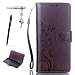 Produktbild Sony Xperia XA Hülle, Sony Xperia XA Schutzhülle, Alfort 3 in 1 Lederhülle Fashion Design Premium PU Leder Hohe Qualität Tasche Case Cover Kasten Abdeckung Wallet für Sony Xperia XA 5.0" Smartphone Funktion Standfunktion Unterstützte Telefone und Magnetverschluss mit Schmetterling ( Dunkelbraun ) + Alfort Schwarz Stylus Pen + Netter Staub Stecker