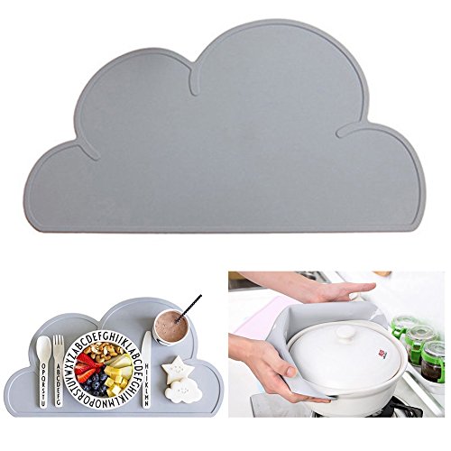 Preisvergleich Produktbild Cisixin Tragbar Rutschfeste Silikon Cloud Tisch Matte für Kinder (Grau)