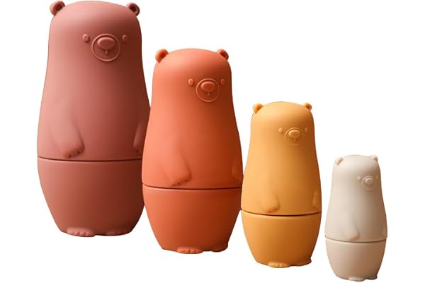 Uposao Lot de 4 poupées Russes en Silicone, Jouet de Poupées Gigognes Montessori Poupées Gigognes Silicone Dessin Animé Mignon Jouets Éducatifs pour Enfants, Jeux de Développement Intellectuel