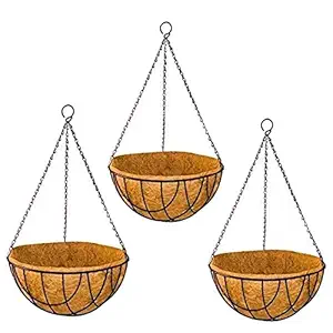 Sparkenzy Coir Hanging Basket | 12 inch | 3 Piece | Rust Resistant | Thick Finest Coir Fiber