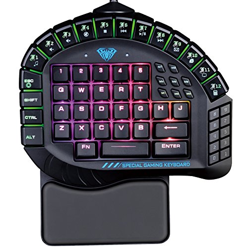 Preisvergleich Produktbild AULA Excalibur Master Einhand-Gaming-Tastatur Abnehmbare Handstütze RGB-Hintergrundbeleuchtung Ergonomische Gamer-Tastatur