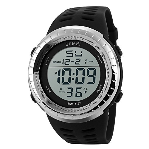 SunJas 50 Meter wasserdicht Armbanduhr Sportuhr Stoppuhr Digital LED Wecker Casual Militär Quarzuhr Alarm Watches Multifunktions-Analog für Herren Damen Jungen Mädchen Kinder - 5