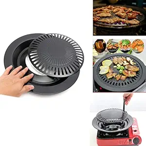 RKE BBQ Grill Pan Smokeless Stove 12.5 inch with Removable Plate Ideal for Electric Gas Stoves, Non Stick, Easy Clean Up for Steak, Fish, Chicken.