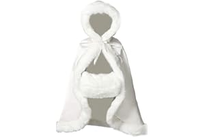 BEAUTELICATE Cape à Capuche Fourrure Princesse de Enfant Fille Bébé Manteau Longue pour Mariage Hiver Fête Cérémonie Halloween Noël