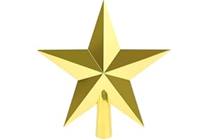 SULOLI 20cm Estrella para Àrbol de Navidad，Estrella Brillante Oro，Adornos de Estrella para Interiores y Exteriores，Estrella para Àrbol de Navideña para Decoración，Fiestas（Dorado