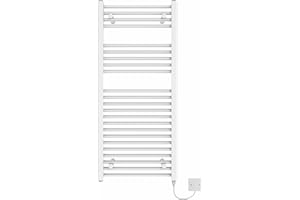 NRG Electric Heated Bathroom Towel Rail Manual Warmer Radiator Rad White 1100x500 250W