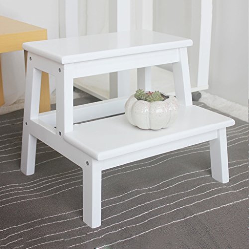 Preisvergleich Produktbild Massivholz 2 Stufenleiter Haushalt Kinder Tritthocker Mazar Hocker Schuhbank Erwachsene Stufenhocker ( Farbe : Weiß )