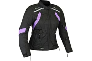 Femmes RIDEX CJ9P Moto Imperméable Textile Veste Cordura - Noir/violet, 44 - XL