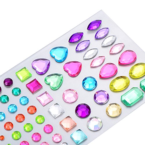 Outus Selbstklebend Rhinestone Strasssteine Aufkleber Bling Handwerk Juwel Kristall Edelstein Aufkleber, Mehrfarbig, Sortierte Größe, 5 Blätter - 3
