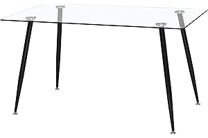 Miroytengo Mesa Comedor de Cristal Asper Ideal para Salón Estilo Contemporáneo Moderno 120cm