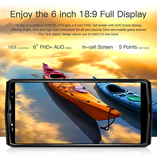 OUKITEL K10 4G Smartphone Libera 6 Pollici (Rapporto 18: 9 Visione Completa) 11000mAh Batteria Octa Core Android 7.0 6GB RAM 64GB ROM 21MP + 13MP Fotocamera Face ID Impronta Digitale 5V/5A Quick Charge NFC GPS Dual SIM