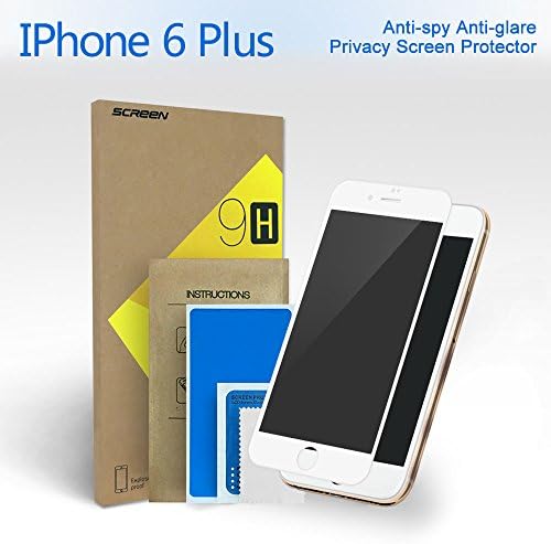 OneThing iPhone 6/6S PLUS Anti-spy Anti-glare Privacy Screen Protector Full Screen Tempered Glass HD 2.5D Curve Edge 9H Hardness for iPhone 6/6S PLUS (WHITE)