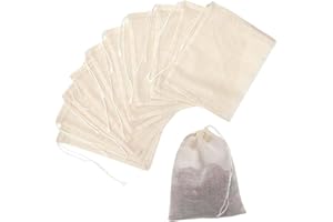 WYAN 30 Pcs Cotton Gauze Drawstring Bags, Spice Bags for Cooking, Fine Mesh Cheese Cloth,Cotton Muslin Bags for Cooking, Soup, Tea Coffee Filter, Spice Storage, Straining Juice Yogurt Tea (10 * 8cm)
